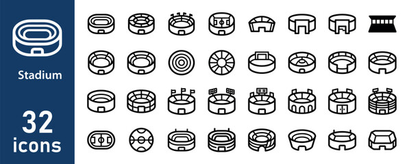 Stadium and arena icons for sports venues and architecture © liubomir118809