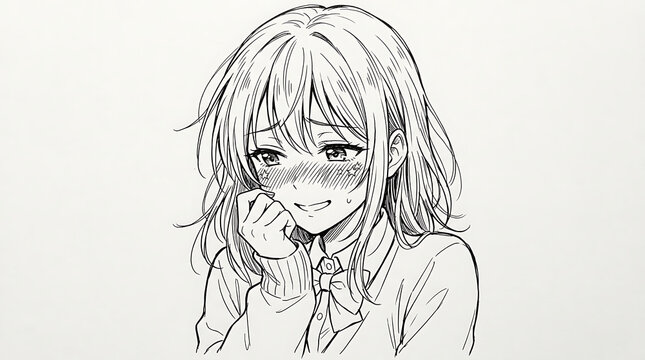 An anime girl shows an angry expression with her hand on her face.