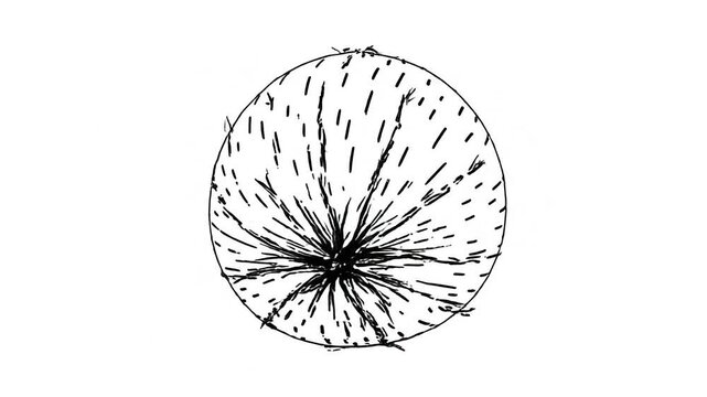 Hand drawn black and white coconut sketch illustration.