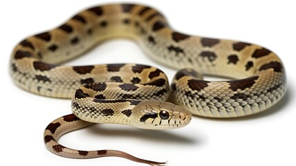 Obraz premium Spotted snake isolated on white background with detailed scales