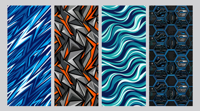 Vibrant abstract geometric and wave pattern set