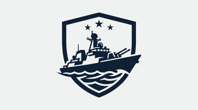 Modern naval destroyer icon with three stars on crest