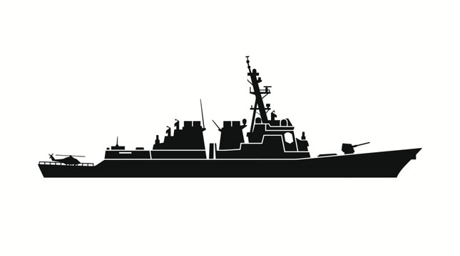 Modern guided missile destroyer warship silhouette