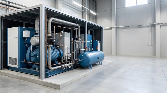large scale industrial air compressor installation supporting energy efficient factory utilities pneumatic operations and advanced manufacturing infrastructure