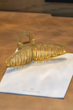 Golden Hair Clip Close-Up