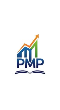 PMP Logo with Upward Trend Graph and Open Book.