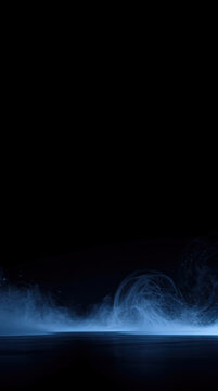 Abstract Blue Smoke Background with Dark Copy Space. Dynamic Fog Effect for Product Display and