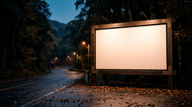 Outdoor publicit&aacute;rio iluminado e vazio para inser&ccedil;&atilde;o gr&aacute;fica.
