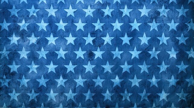 Repeating pattern of light blue stars on a textured dark blue background