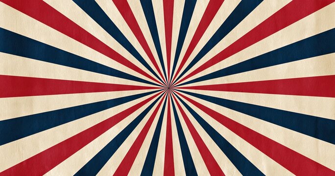 Retro patriotic sunburst pattern with red, white, and blue stripes