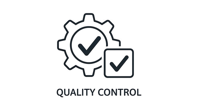 Gear representing quality control processes sits centrally as a symbol of industrial precision and excellence.