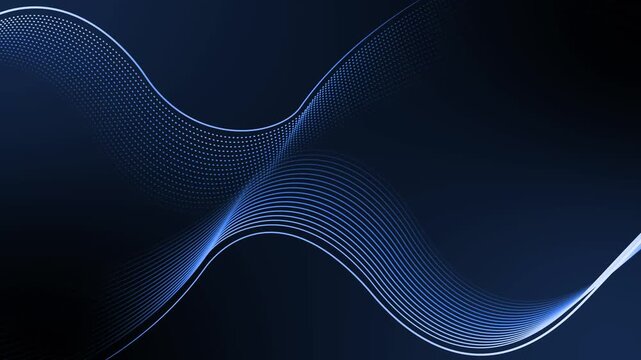 Abstract wave lines and dotted gradient background animation, smooth flowing curves with neon accents