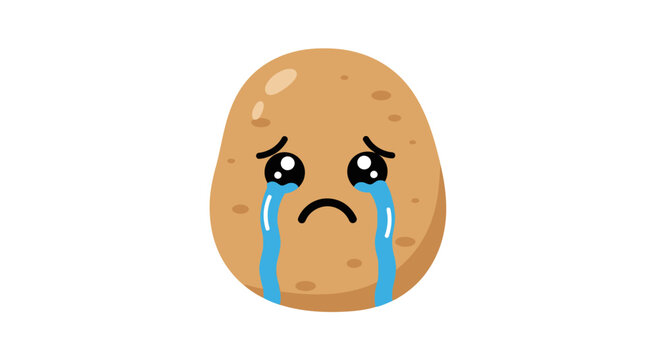 Sad Potato Character Crying Cartoon Illustration