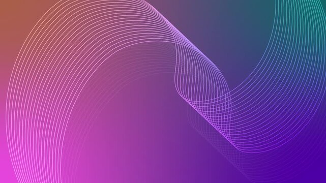 Abstract background with curved parallel lines wave forming a flowing wave animation