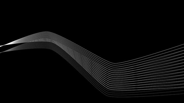 Abstract background with curved parallel lines wave forming a flowing wave animation