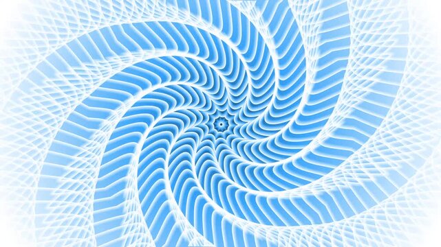 Abstract spiral of overlapping mesh bands forming a hypnotic vortex gradient background animation
