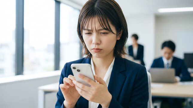 Stressed business woman holding her head in despair next to computer showing critical data loss alert