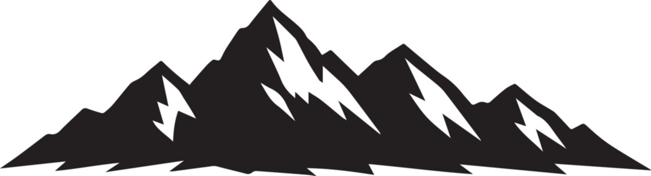 Black and white mountain range silhouette icon Vector, illustration