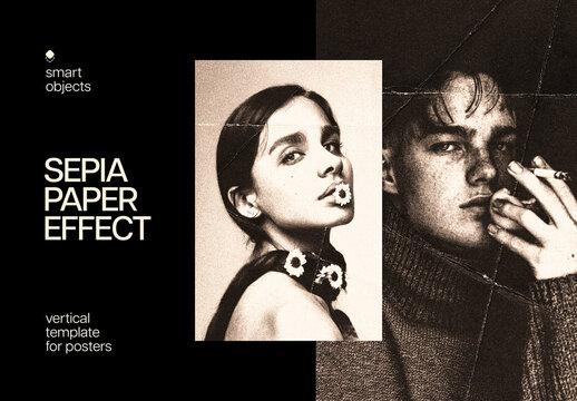Sepia Textured Photo Effect For Poster And Print Design