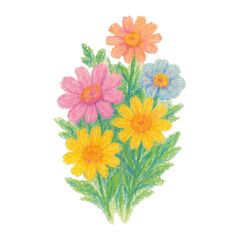 Obraz premium PNG Colorful crayon flower illustration