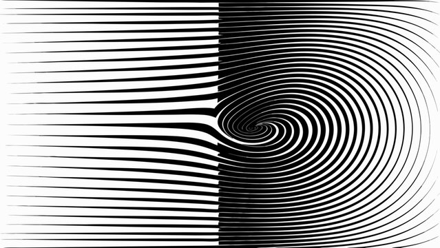Concentric lines and parallel stripes a black and white vector illustration with a swirling optical effect abstract art