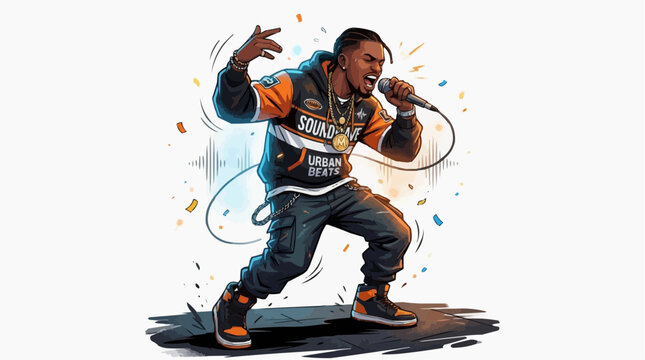 
Vector illustration of a rapper or singer mascot.