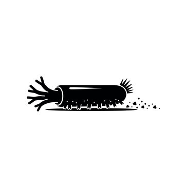 Abstract illustration of a segmented wormlike creature with tentacles.