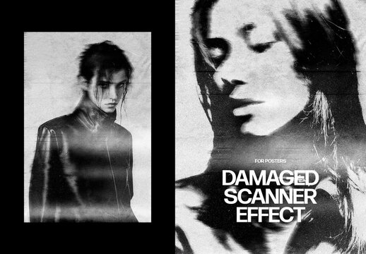 Vertical Damaged Scanner Effect For Poster And Social Media Design