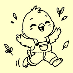 Fototapeta premium Happy Chick Line Art
