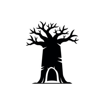 Silhouette of a Baobab Tree with an Entrance.