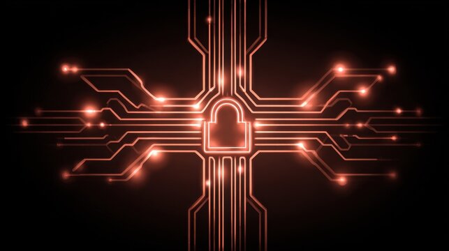 Digital Lock Icon with Circuit Background for Cybersecurity Concepts