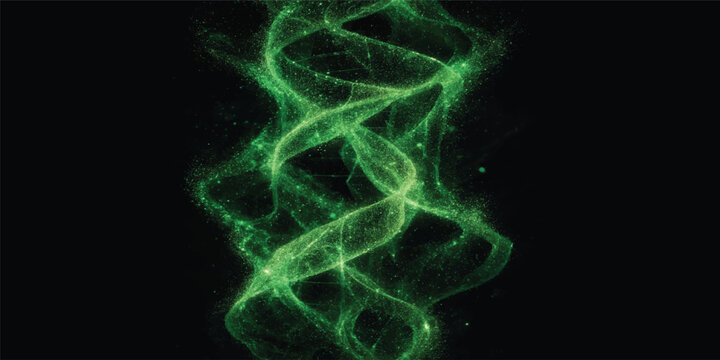 Abstract green smoke energy plasma electric glow on black background with fractal lightning waves, seamless motion texture, glowing liquid fire power pattern illustration