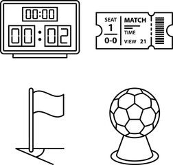 Soccer match elements outline icon set vector design © Fariha