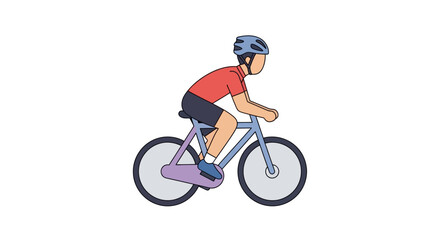 Fototapeta premium Cyclist riding bicycle, cartoon style, isolated on white background