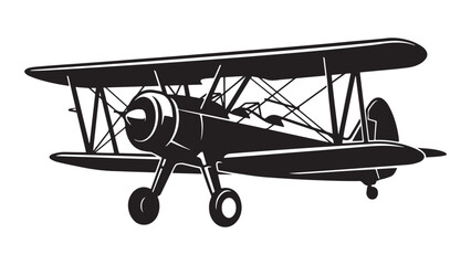 Classic Propeller Biplane Silhouette Design © Anzuman