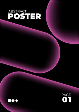 Modern abstract poster featuring flowing pink curves on a black background, suitable for digital or print design, advertising, or artistic projects.