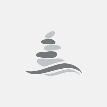 Stacked stones logo representing balance and harmony in nature.