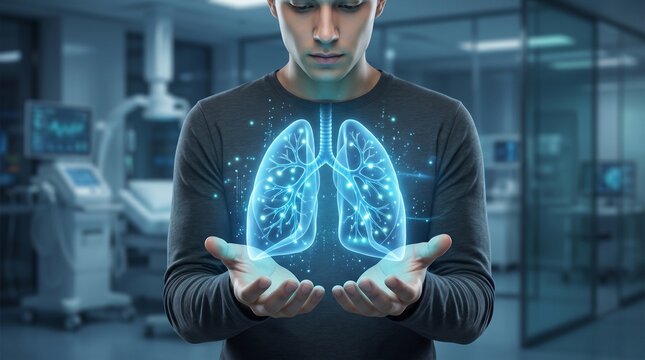 Hands holding digital visual lung, world tuberculosis day, world no tobacco day, lung cancer, Pneumonia, copd, respiratory.