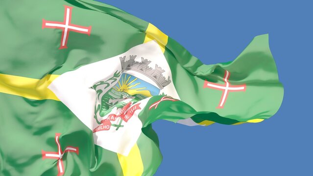 A bandeira de Paranagu&aacute;, munic&iacute;pio do estado do Paran&aacute;, Brasil - Ilustra&ccedil;&atilde;o 3D