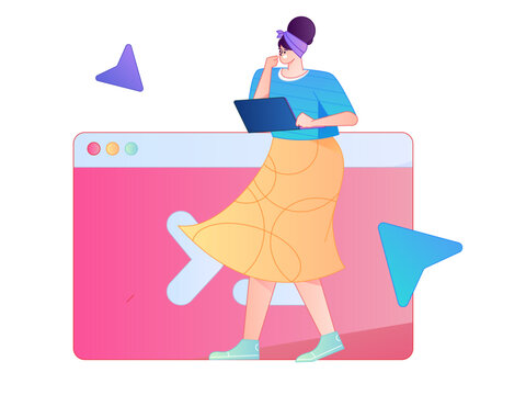 Programming teaching development flat character vector concept operation hand drawn illustration
