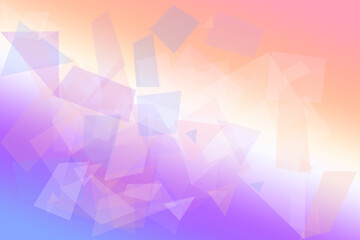 Obraz premium Translucent orange, pink, and purple triangles drift across a bright gradient, creating an uplifting modern abstract backdrop for marketing, posters, and apps.