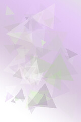 Fototapeta premium A swirling field of translucent triangles in lilac, mint, and pale blue creates a serene confetti effect for posters, social covers, and digital layouts.