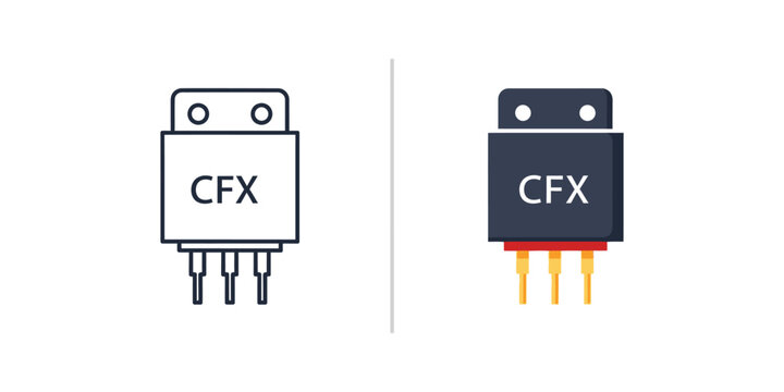 Electronic cfx relay component set featuring outline and flat color for electrical circuit engineering