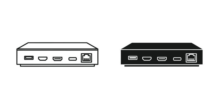 Minimalist usb-c hub and port replicator set featuring linear and solid black for tech hardware adapter