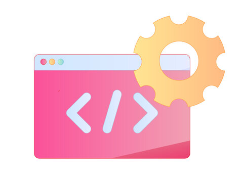 Programming teaching development flat character vector concept operation hand drawn illustration
