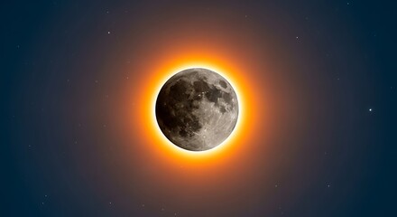Obraz premium Total solar eclipse with bright glowing sun corona in deep dark space