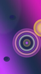 A violet neon ring system and floating spheres glow softly on a deep purple field, delivering a confident futuristic mood for creative campaigns. © Bonya Sharp Claw