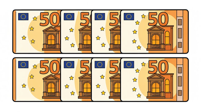 Euro currency banknotes fifty euros.