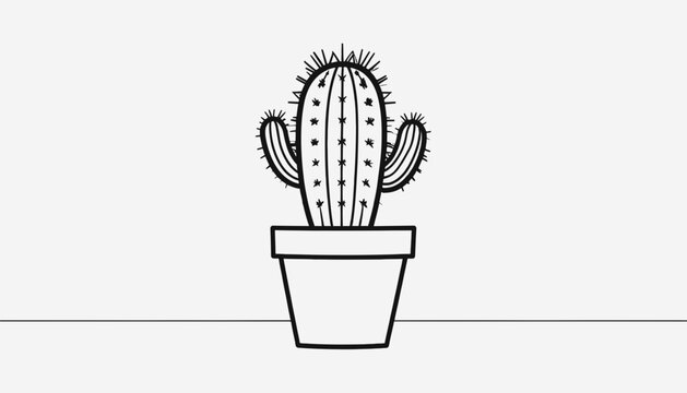 Prickly Cactus Plant in Pot.