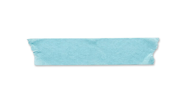 Torn piece of light blue tissue paper on transparent background